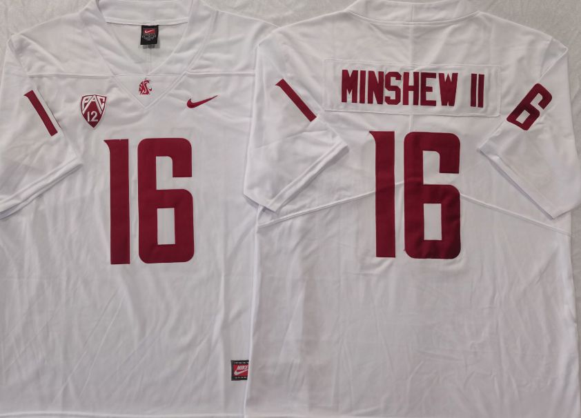 Men Washington State Cougars #16 Minshewii White 2025 Nike Limited NCAA Jersey style 1->ncaa teams->NCAA Jersey
